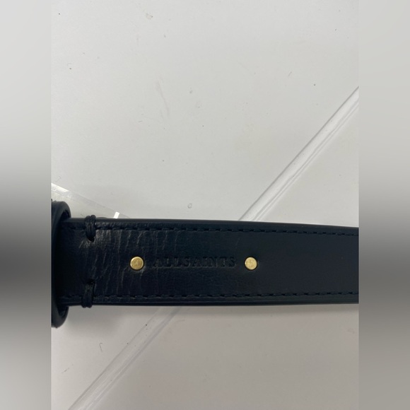 All Saints NWT Designer Luxury Black Belt with Gold Accents Medium